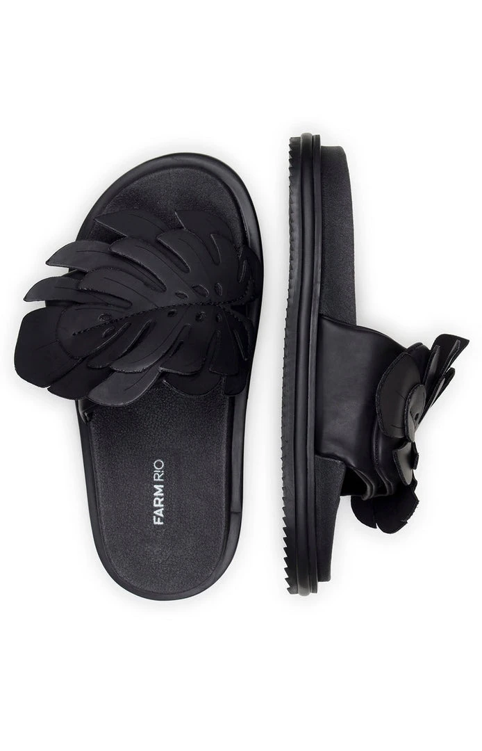 FARM RIO Accessories Black Monstera Anatomic Slide Sandal 2 FARM RIO Accessories Black Monstera Anatomic Slide Sandal