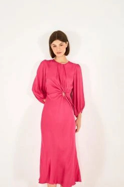 FARM RIO Pink Front Circle Cut Out Midi Dress
