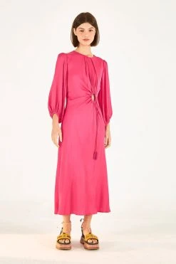 FARM RIO Pink Front Circle Cut Out Midi Dress