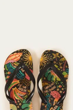 FARM RIO BLACK OCEAN STORIES HAVAIANAS SANDALS