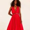 FARM RIO New In REDCUTOUT MIDI DRESS