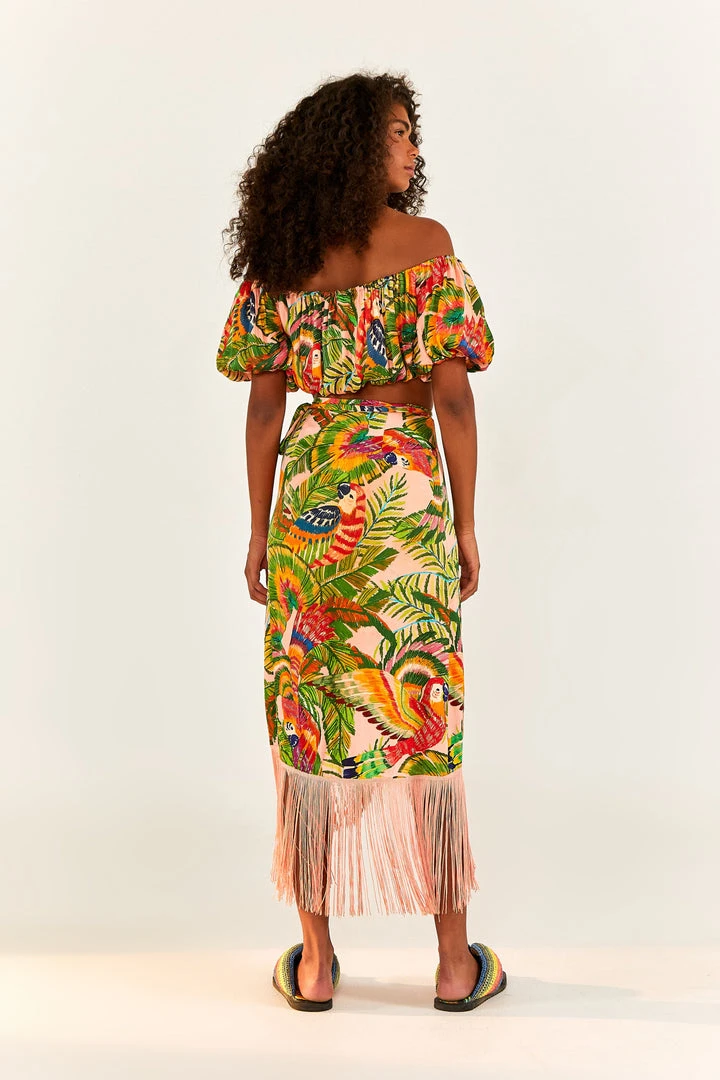 FARM RIO New In Macaw Leaves Off Shoulder Crop Top 2 FARM RIO New In Macaw Leaves Off Shoulder Crop Top