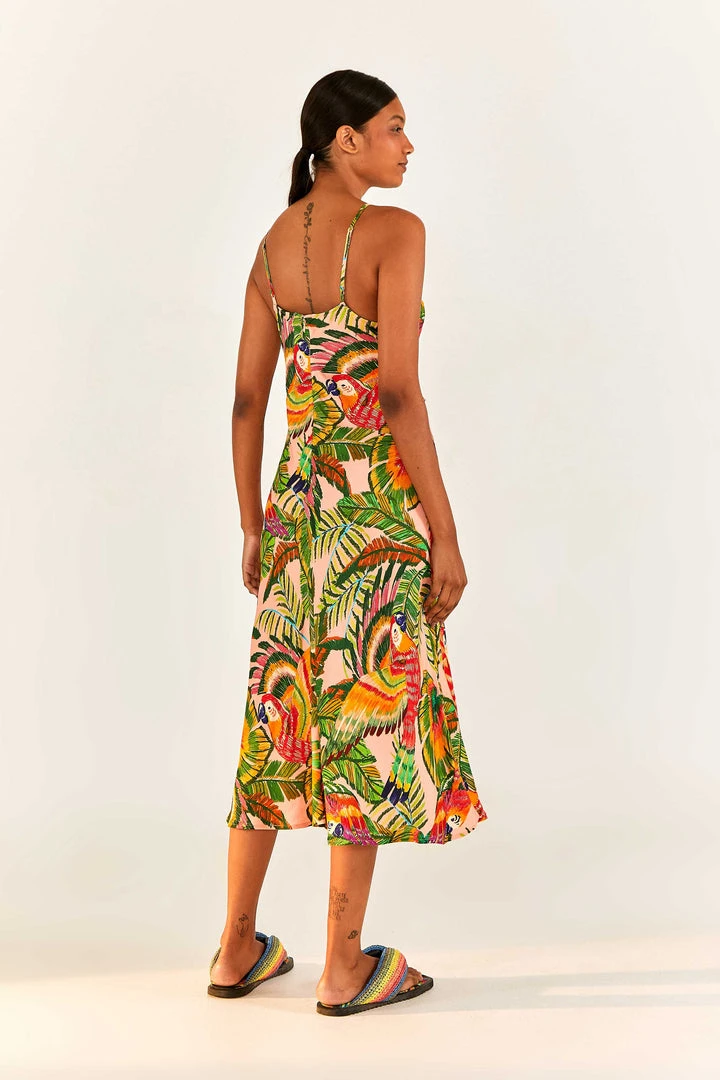 FARM RIO Macaw Leaves Cut-Out Midi Dress New In 2 FARM RIO Macaw Leaves Cut-Out Midi Dress New In