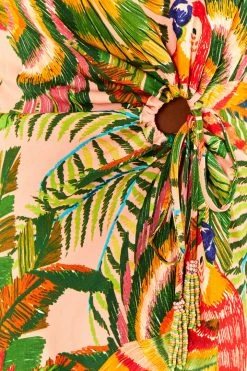 FARM RIO Macaw Leaves Cut-Out Midi Dress New In 11 FARM RIO Macaw Leaves Cut-Out Midi Dress New In