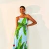 FARM RIO Blue Fresh Bananas Midi Dress New In