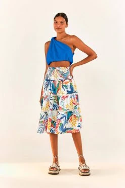 FARM RIO Blue One-Shoulder Knot Top 9 FARM RIO Blue One-Shoulder Knot Top