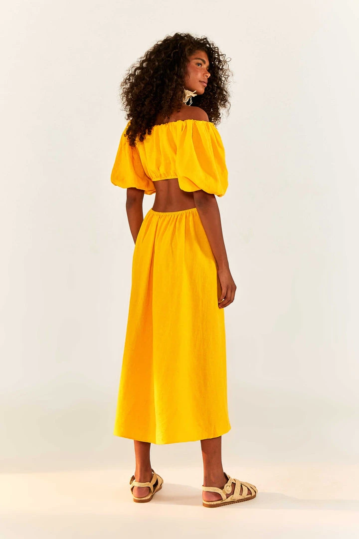 FARM RIO Yellow Knot Midi Dress New In 2 FARM RIO Yellow Knot Midi Dress New In