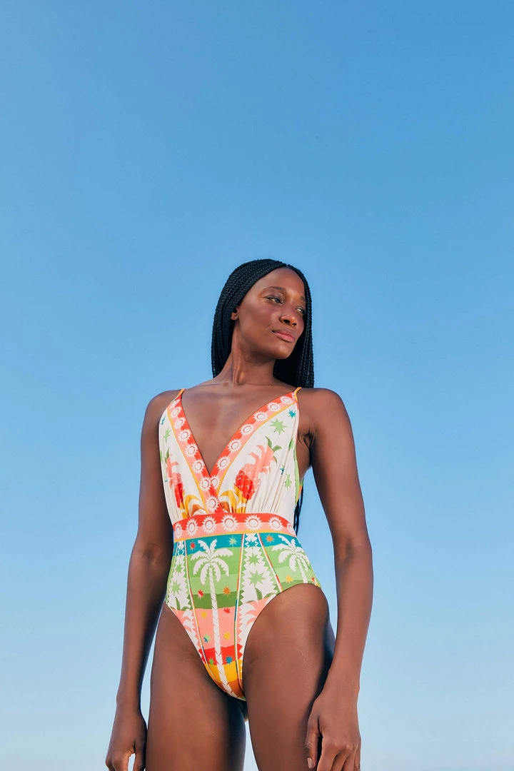 FARM RIO New In Rainbow Sunset One Piece Swimsuit 1 FARM RIO New In Rainbow Sunset One Piece Swimsuit
