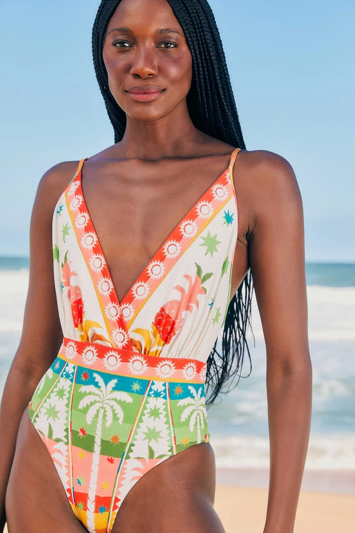 FARM RIO New In Rainbow Sunset One Piece Swimsuit 3 FARM RIO New In Rainbow Sunset One Piece Swimsuit