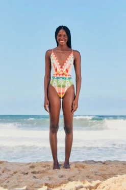 FARM RIO New In Rainbow Sunset One Piece Swimsuit 8 FARM RIO New In Rainbow Sunset One Piece Swimsuit
