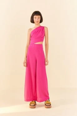 FARM RIO New In Pink One Shoulder Jumpsuit