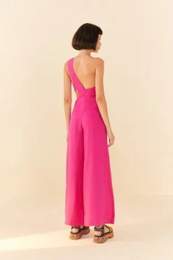FARM RIO New In Pink One Shoulder Jumpsuit 8 FARM RIO New In Pink One Shoulder Jumpsuit