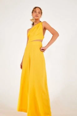 FARM RIO New In Yellow One Shoulder Jumpsuit