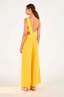 FARM RIO New In Yellow One Shoulder Jumpsuit