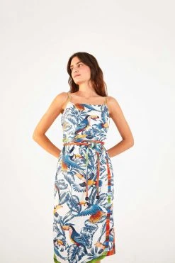 FARM RIO New In FLYING TOUCANS OPEN BACK MIDI DRESS
