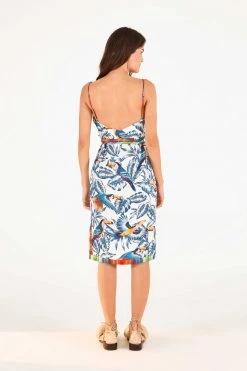 FARM RIO New In FLYING TOUCANS OPEN BACK MIDI DRESS