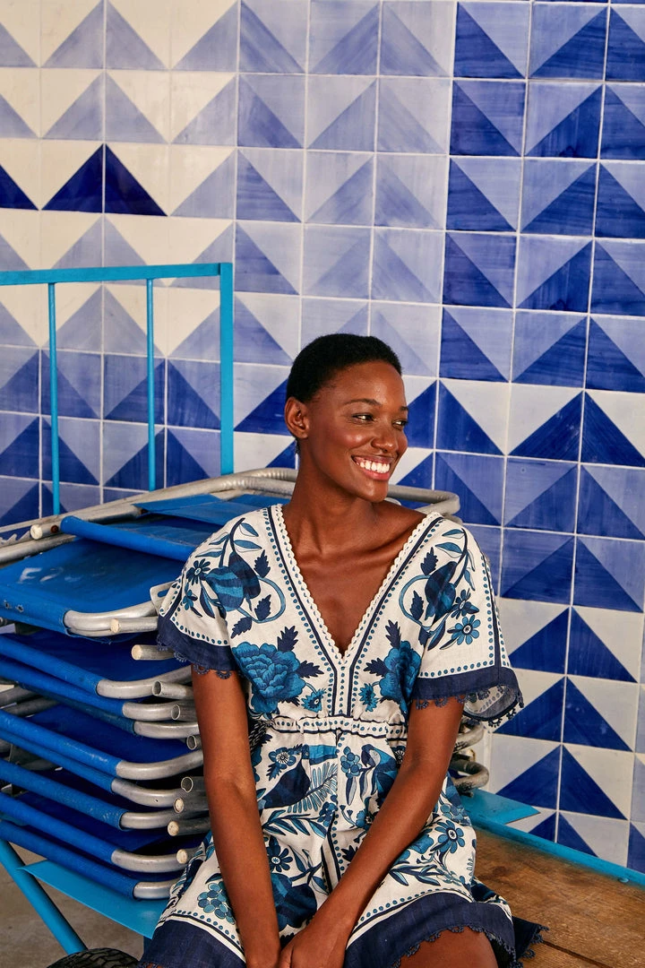 FARM RIO TROPICAL TILES MINI DRESS 2 FARM RIO TROPICAL TILES MINI DRESS