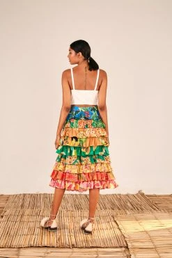 FARM RIO New In OFF WHITE FRONT BOW TOP