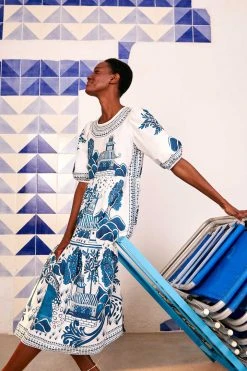 FARM RIO ANCIENT GARDEN MIDI DRESS New In