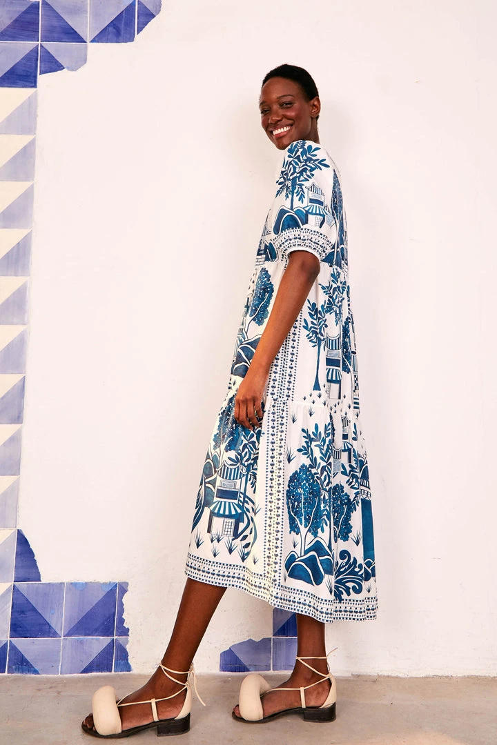 FARM RIO ANCIENT GARDEN MIDI DRESS New In 3 FARM RIO ANCIENT GARDEN MIDI DRESS New In