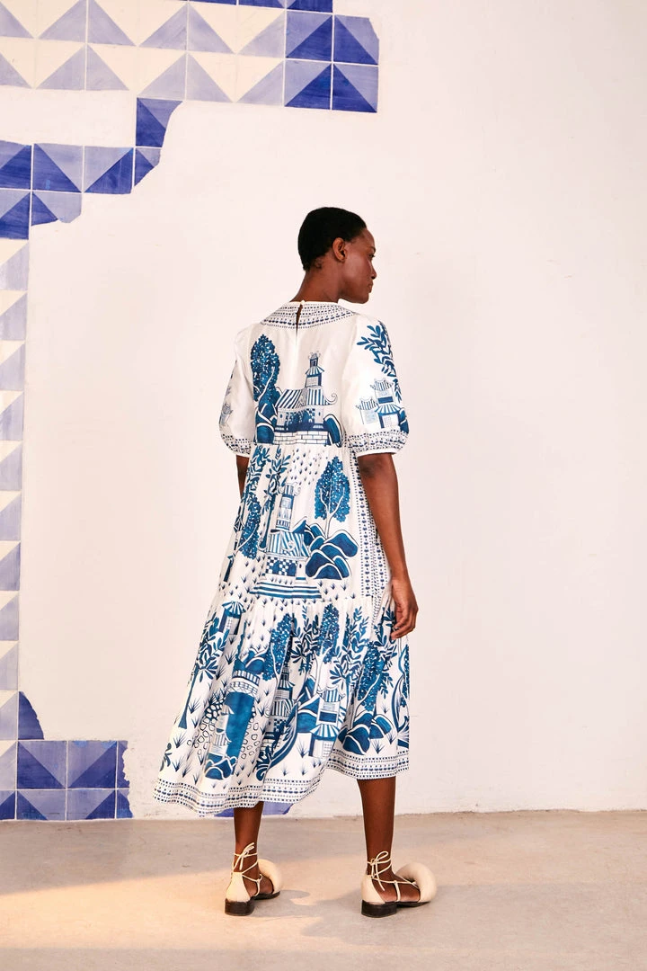 FARM RIO ANCIENT GARDEN MIDI DRESS New In 4 FARM RIO ANCIENT GARDEN MIDI DRESS New In